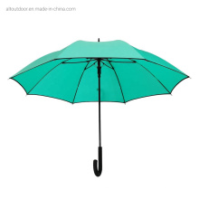 Blue Orange Fluorescent Fashion Semi-Automatic J Shape Handle Straight Umbrella with Customized